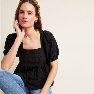 Anthropologie Maeve Batia Textured Babydoll Top